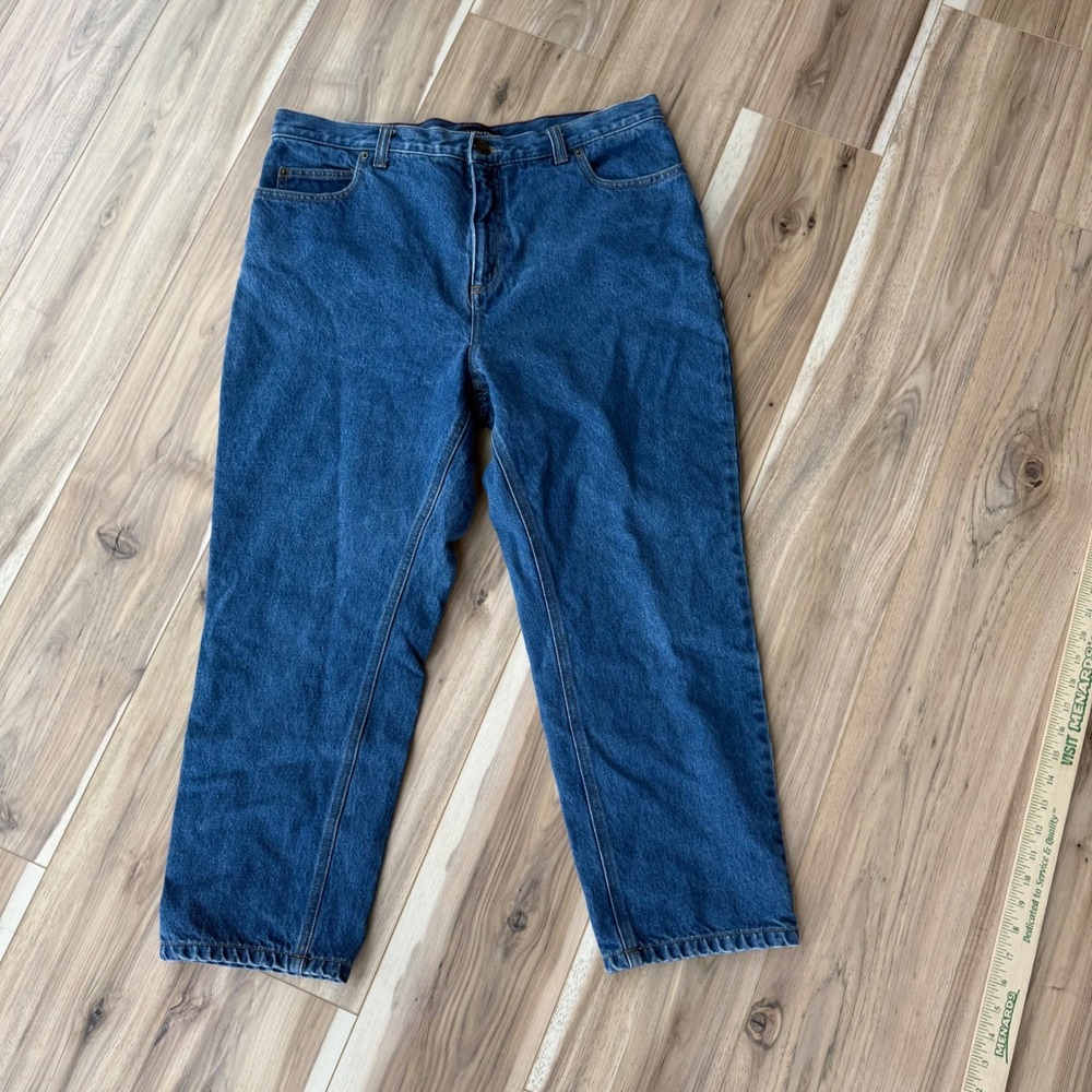 Lands' End Womens Jeans 16P Original Fit Traditional Waist Tapered Leg Blue‎